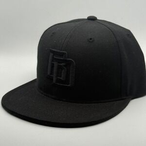 KB Ethos BD Monogram Black Flat Brim Fitted Hat Size 7 5/8